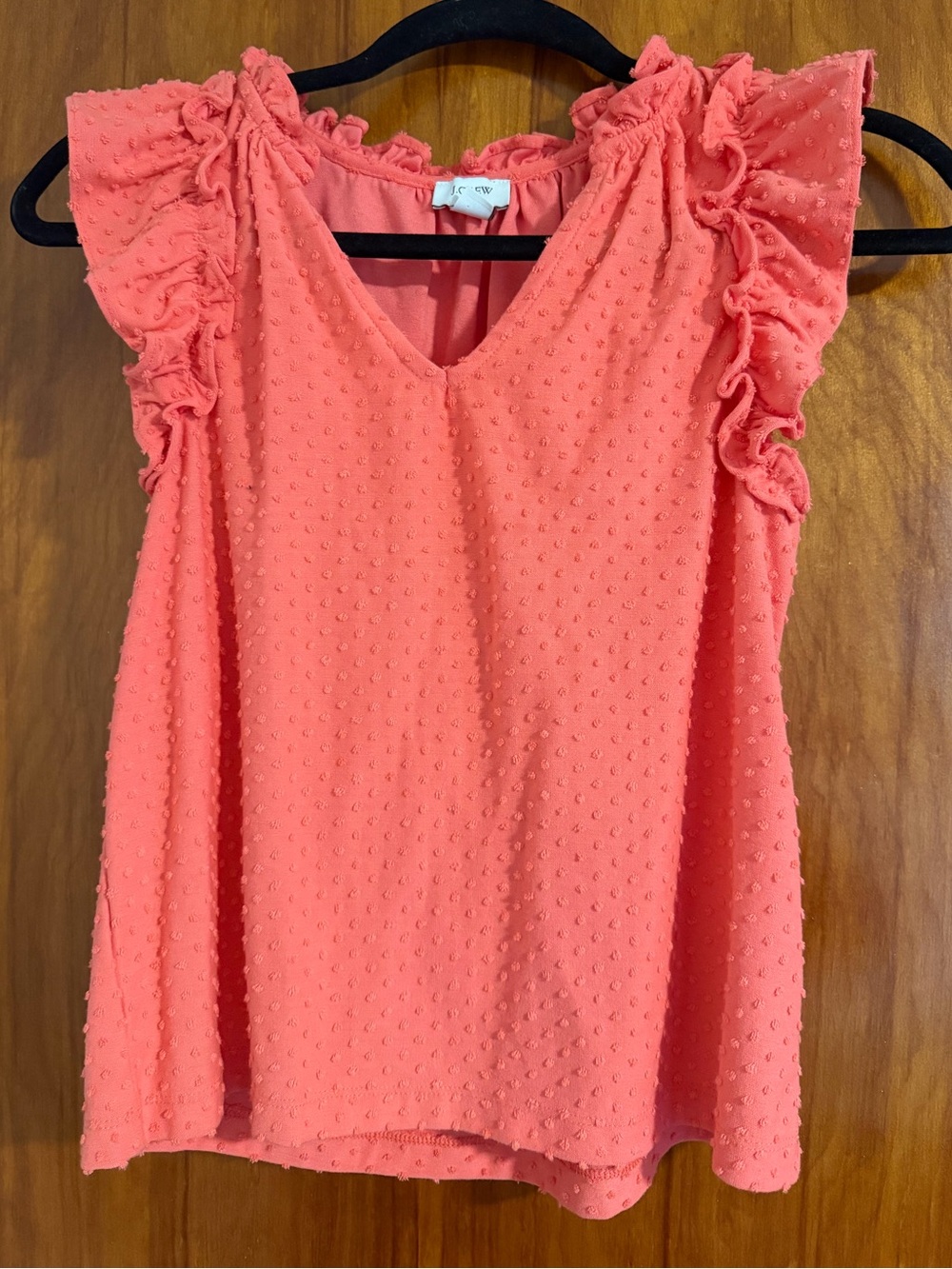 J. Crew Coral Ruffle Sleeve V-Neck Women's Top